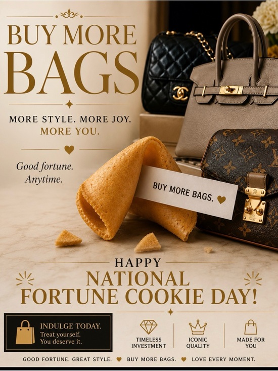 Handbags - Happy National Fortune Cookie Day
